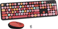 Colorful Wireless Keyboard and Mouse Combo Red Colorful | Full-Sized Office Keyboard with Typewriter Flexible Keys, 2.4GHz Dropout-Free Connection, Optical Mouse for PC Laptop by FCPLU