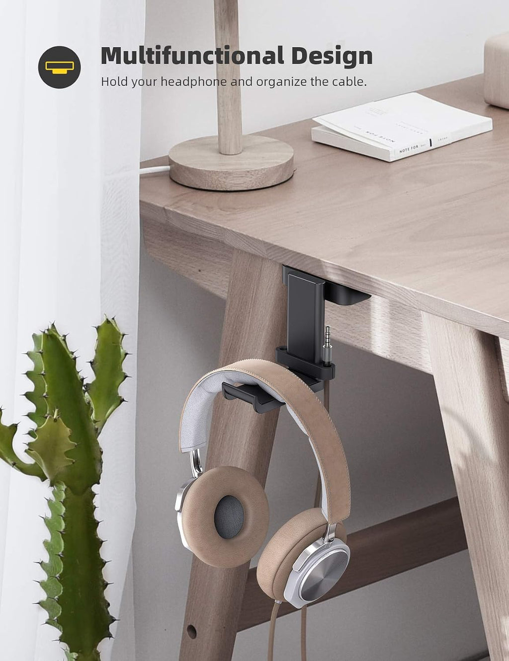 Lamicall Headphone Stand Adhesive Rotatable Headset Earphone Hanger Hook - Image 2