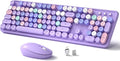Links9+ Colorful Wireless Keyboard and Mouse Combo (Purple Colorful) | Full-Size Retro Typewriter Style Keyboard with Vintage Round Keycaps, 2.4G Wireless Set for Windows, Mac, Laptop, PC, Tablet by LINKS9