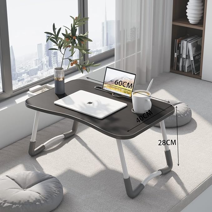 Laptop Desk Foldable Bed Table, Portable Lap Desk Laptop Bed Tray Table with Storage Drawer and Cup Holder, Lap TraysTables Notebook Stand Reading Desks Breakfast Tray for Beds Couch Sofa Floor - Image 2