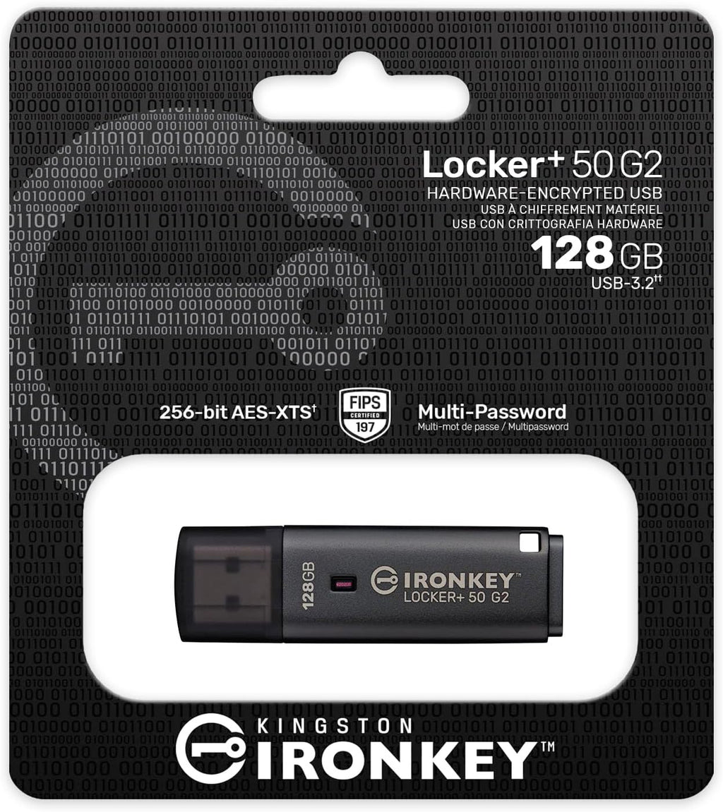 Kingston Ironkey Locker+ 50 G2 128GB Encrypted USB Drive | FIPS 197 | AES-XTS Protection | Multi-Password Security | USB 3.2 Gen 1 | IKLP50G2/128GB - Image 4