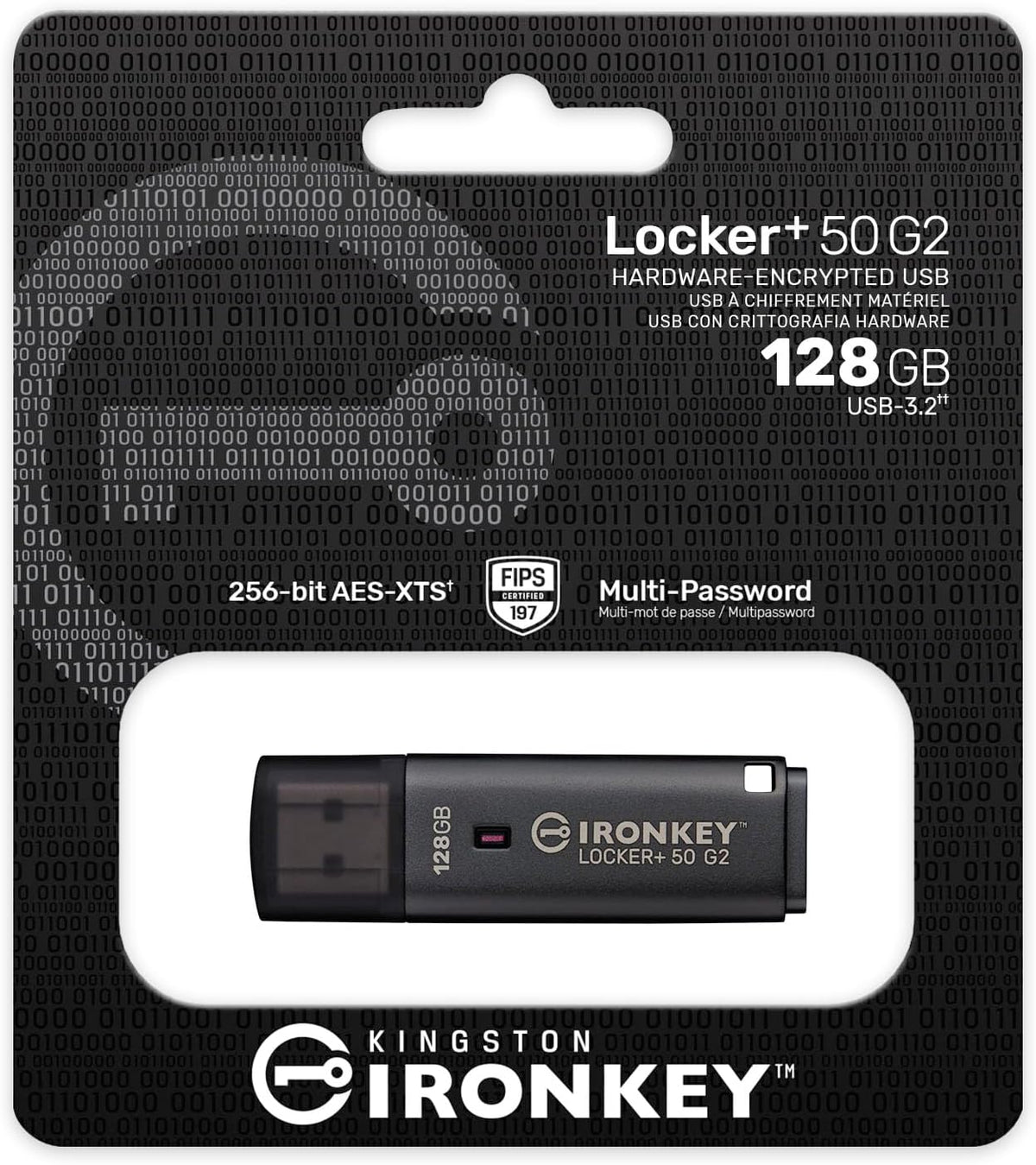 Kingston Ironkey Locker+ 50 G2 128GB Encrypted USB Drive | FIPS 197 | AES-XTS Protection | Multi-Password Security | USB 3.2 Gen 1 | IKLP50G2/128GB - Image 4