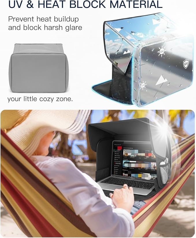 Laptop Sun Shade, Fits 13-16 inch Laptop, UV-Heat Reflective & Water-Resistant Material, Easy to Carry Computer Case for Working Outside,Travel, Beach - Image 2