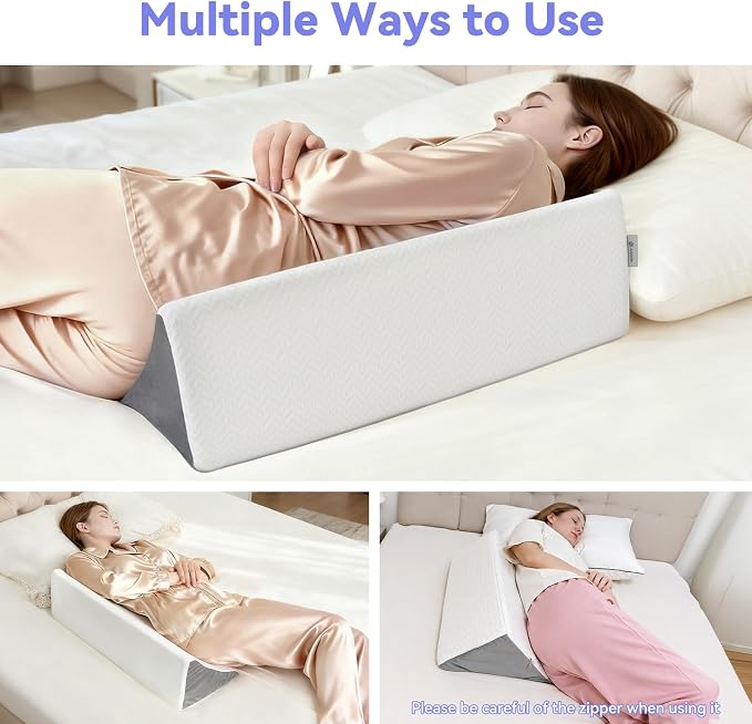 Vekkia Wedge Pillow for Side Sleeping, Back Support with High-Density Foam | Pillow Wedge for Side Sleeper, idea for Pregnancy Support, Back Pain, Bedsore Prevention,Surgery Recovery,Removable Cover - Image 9