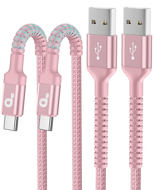 iPhone 16 USB C Cable Fast Charging [2 Pack, 6FT], USB A to USB C Charger | Cord Upgraded Extra Durable Braided USBC Cable Compatible with iPhone 17 16 15 Pro Max, and More USB C Devices -Pink by PRAKIE