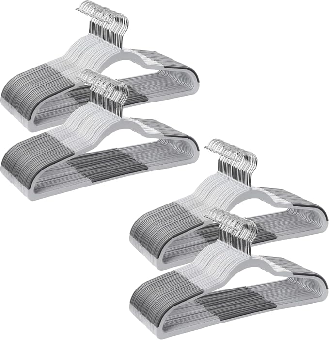 SONGMICS Clothes Hangers, Set of 100, Space-Saving | Plastic Coat Hangers, Heavy Duty with 360-Degree Swivel Hook, Light Gray and Dark Gray, BREANNA Collection by Unknown