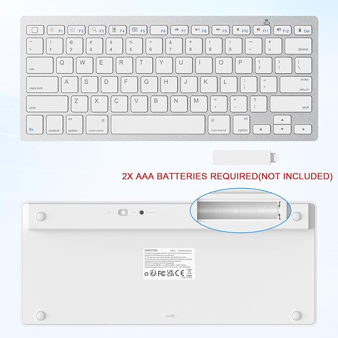 OMOTON Ultra-Slim Bluetooth Keyboard for iPad,iPad Pro/Air/Mini,iPhone | Stable Wireless iOS Keyboard with 12 Multimedia Keys, Portable Size for Office, Business, Travel, School,White - Image 5