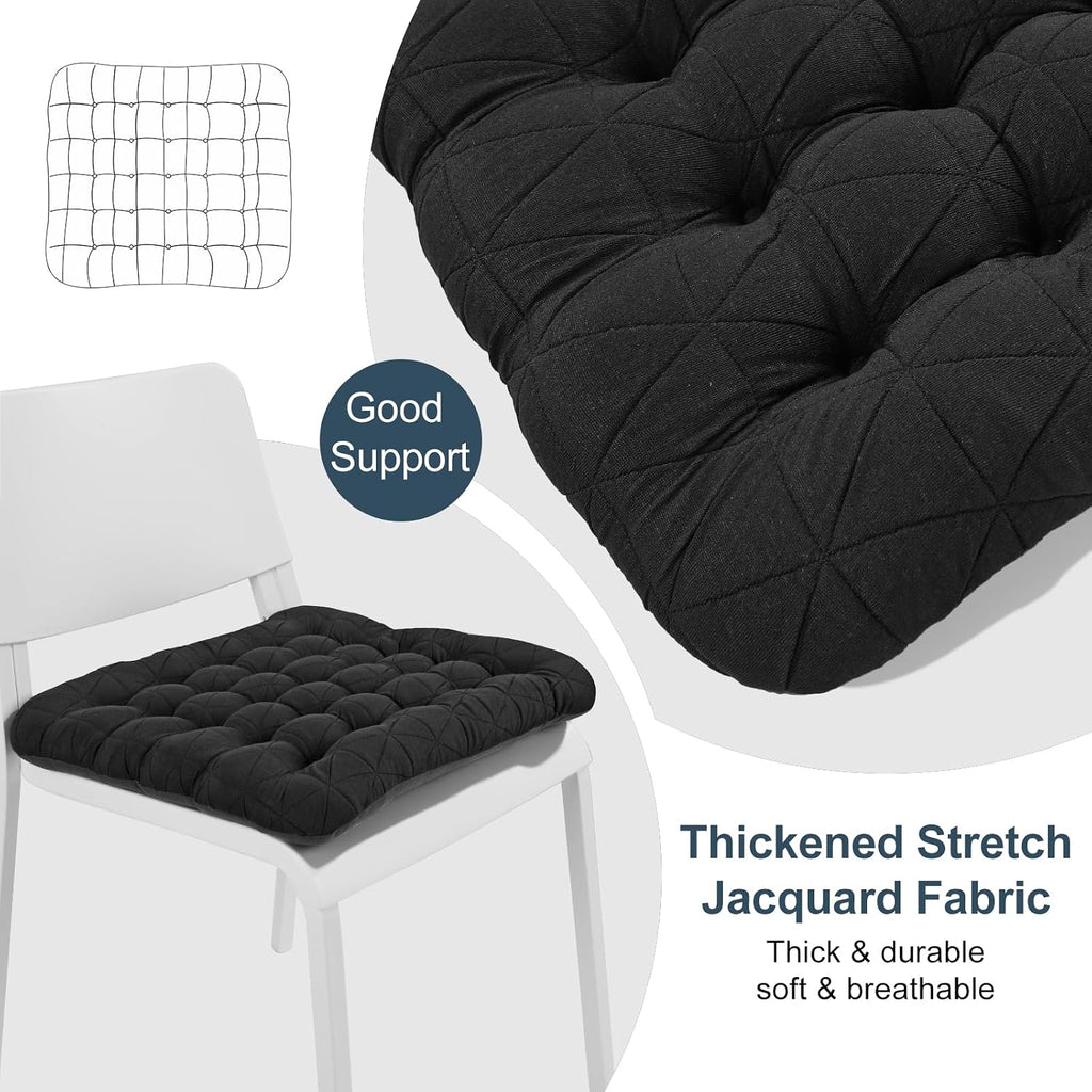 BUYUE Good Support Office Chair Cushion, Luxury Jacquard with Anti-Skid Silicone Seat Cushion Padded for Computer Desk Kitchen Chair (1 Count, Black) - Image 4