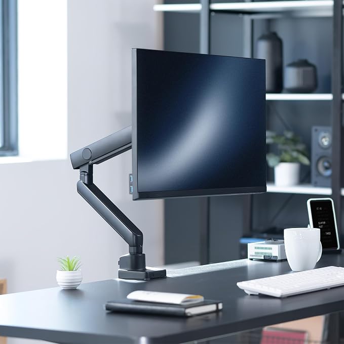 VIVO Premium Aluminum Full Motion Single Ultrawide Monitor Desk Mount Stand with Lift Engine Arm, Fits Screens up to 40 inches, STAND-V101BB - Image 2