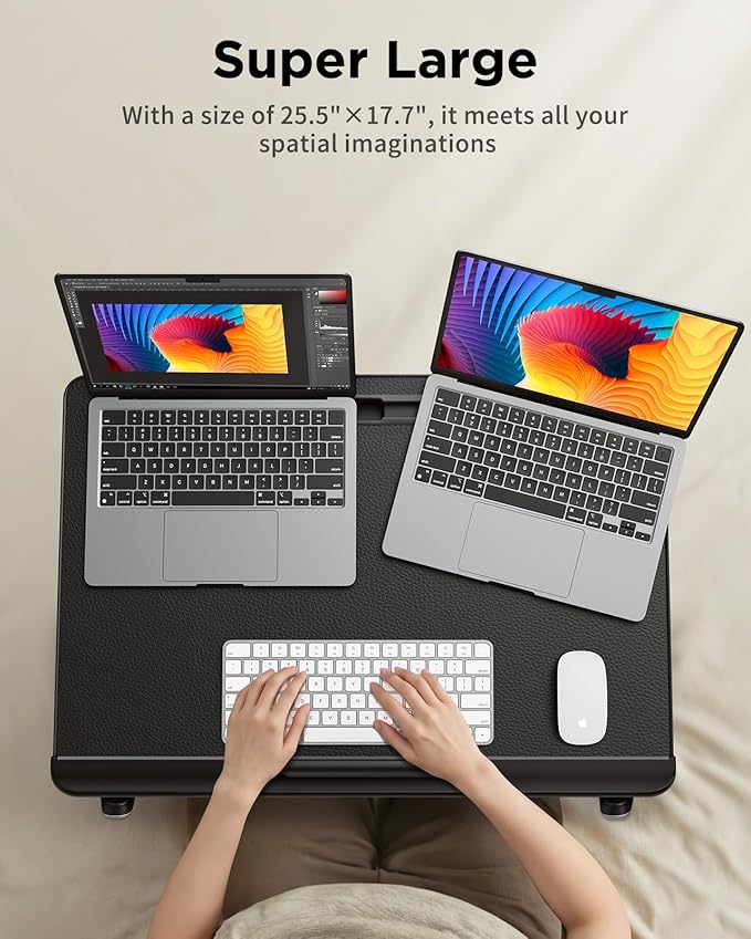 SAIJI Laptop Desk for Bed [XXL Extra Large] with Upgraded Book Stand | Multi-Purpose Lapdesk Bed Tray Desk for Working Writing Reading Drawing Couch Sofa Chair Floor - Image 2