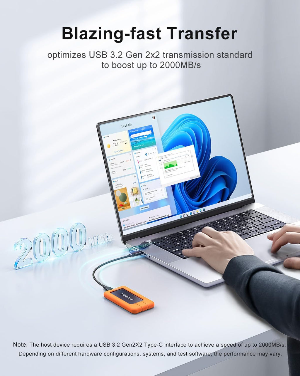 KOOTION 2TB Portable SSD USB-C Up to 2000MB/s USB 3.2 External SSD Portable Solid State Drive with Protective Case Shockproof Waterproof Type-C External Solid State Drive for PC/Mac - Image 5