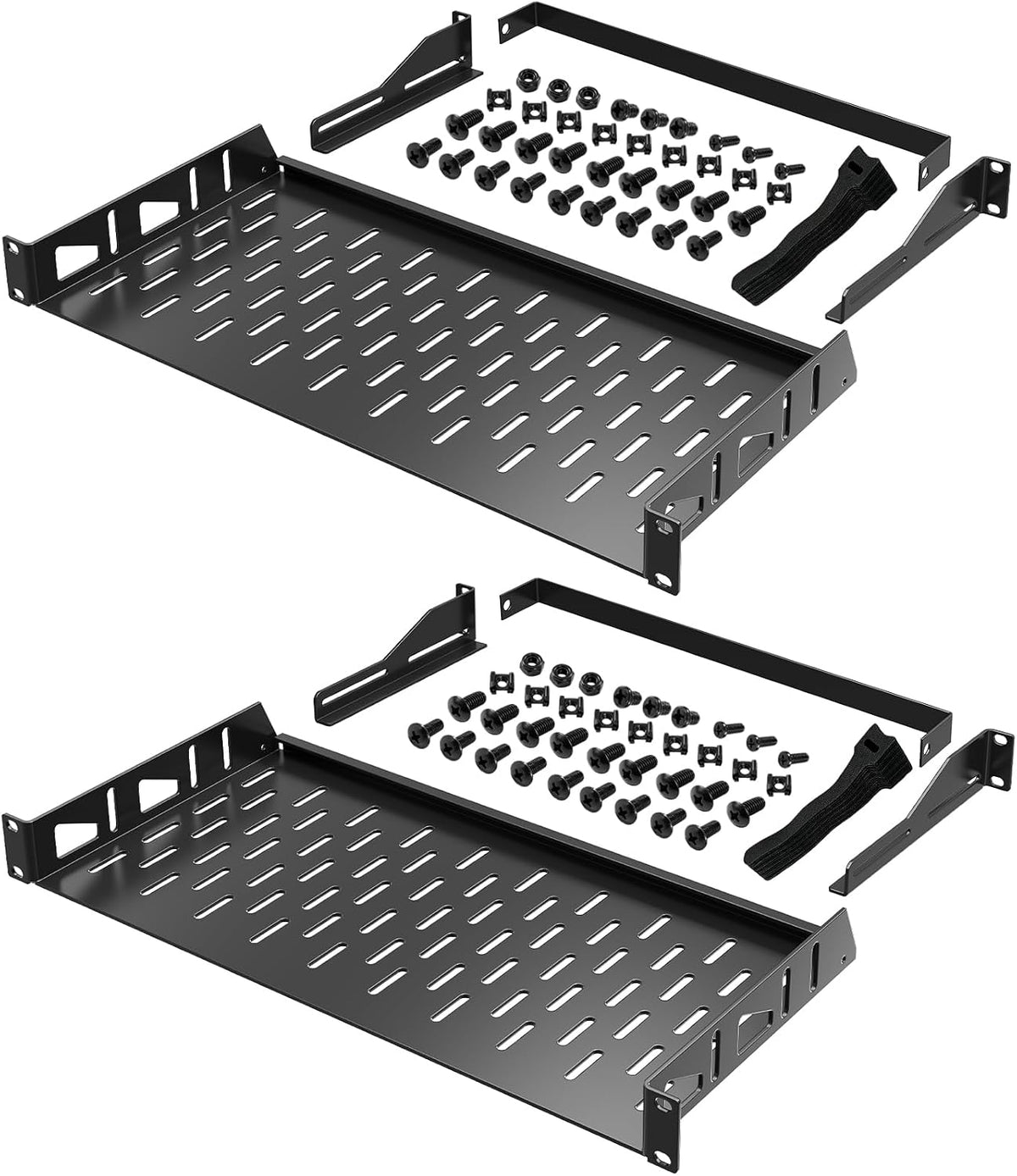 2-Pack 1U Rack Shelf,19 inch Rack Shelf,Universal Vented Rack Mount-8 inch by IRONDIY
