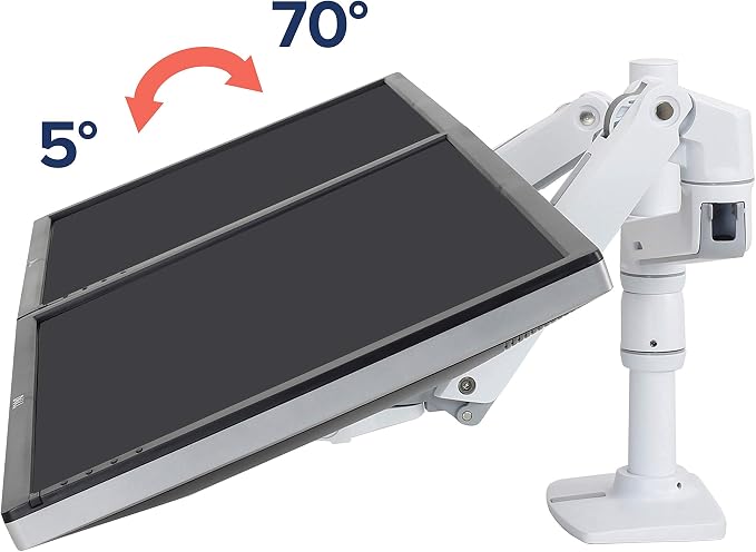 Ergotron – LX Vertical Stacking Dual Monitor Arm, VESA Desk Mount – for 2 Monitors Up to 24 Inches, 7 to 20 lbs Each – White - Image 4