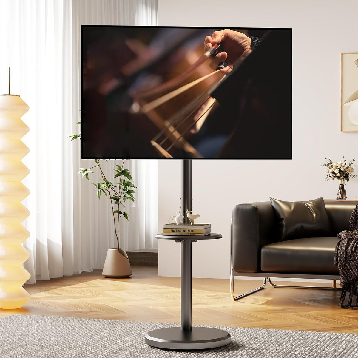 Rolling TV Stand with Wheels for 10-46 Inch TVs, 88 lbs, Black by Hovadova