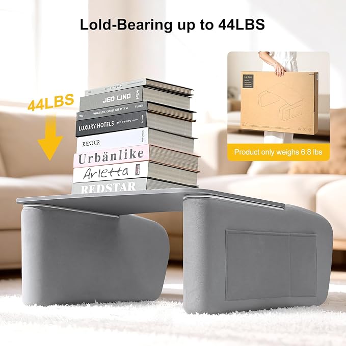 OPTIXCELL Lap Desk for Adults with Arm Rests, Ergonomic Laptop Pillow Stand | 23.7"x12.3" Large Desktop, Supports 44lbs, Memory Foam Armrests, for Bed Couch Floor Work Reading Gaming Eating - Image 7
