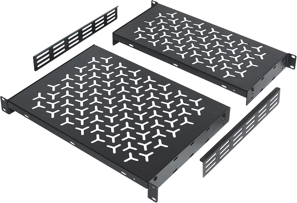 1U Rack Shelves (2-Pack), 1 PCS 8" Deep Cantilever & 1 PCS 12" Deep Cantilever, with Optional Joints to Combine as One Full Size Server Rack Shelf by OCEANHUG
