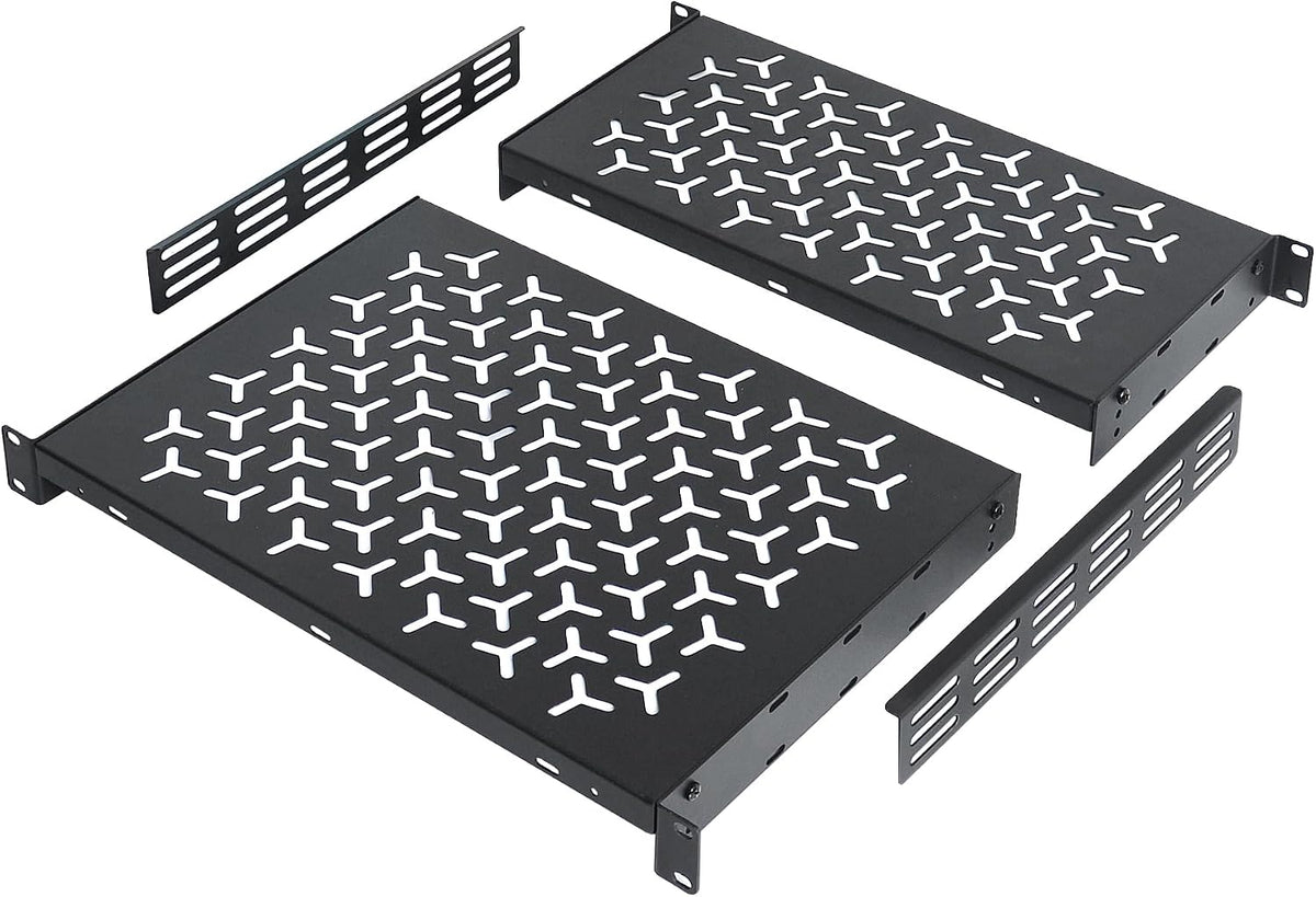 1U Rack Shelves (2-Pack), 1 PCS 8" Deep Cantilever & 1 PCS 12" Deep Cantilever, with Optional Joints to Combine as One Full Size Server Rack Shelf by OCEANHUG
