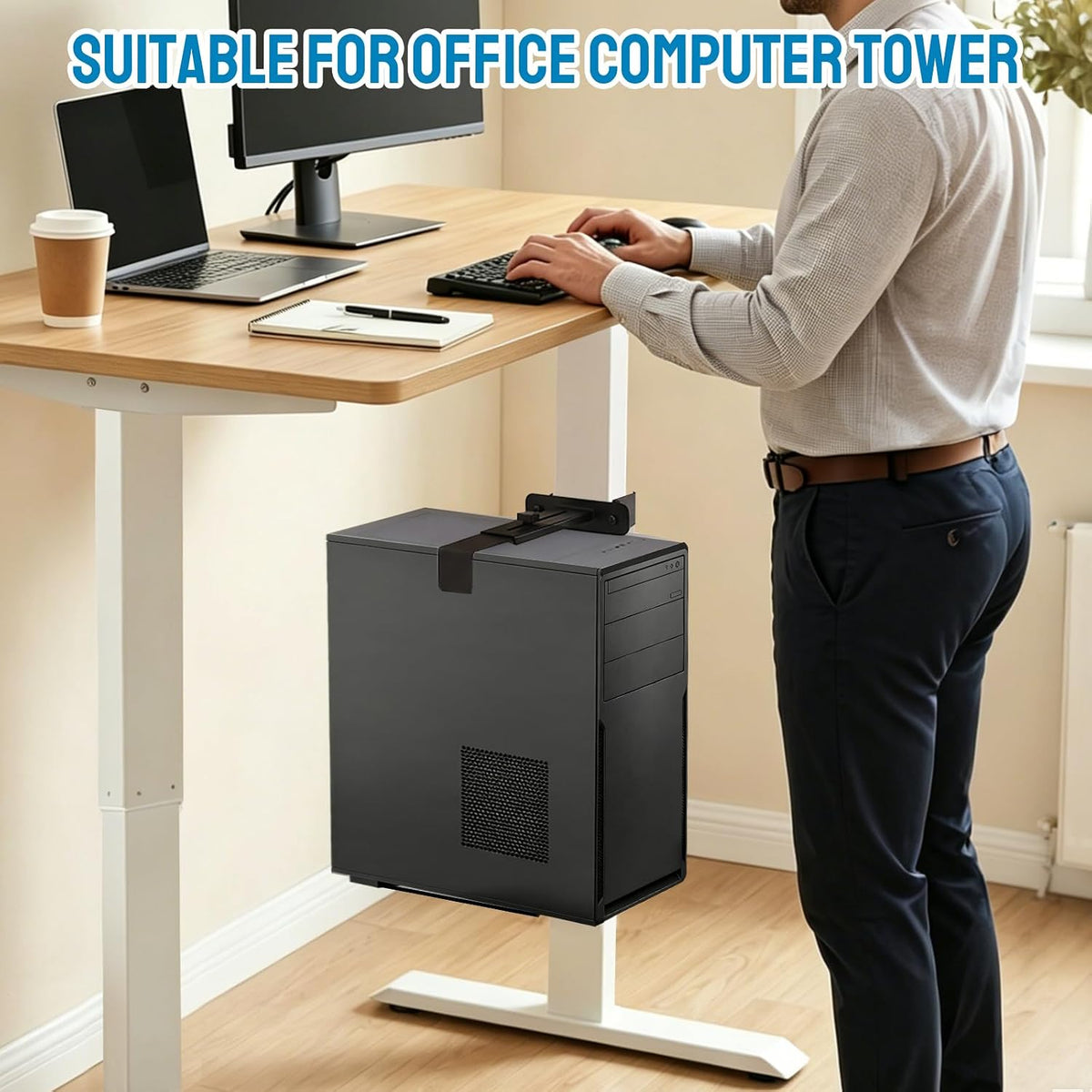 Under Desk PC Mount, Clamp-on Computer Tower Case Holder, 50Lbs Loads - Image 5