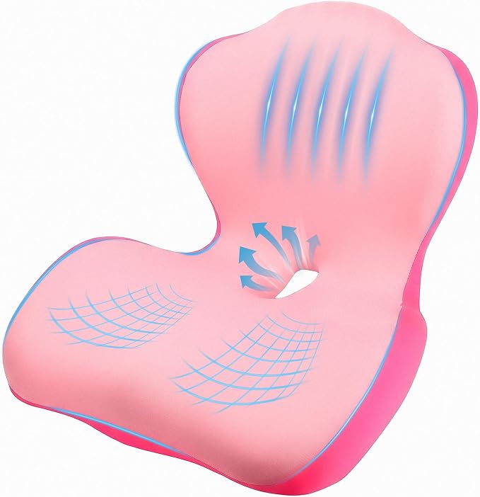 Car Seat Cushion Office Chair Cushion with Lumbar Support Pillow | Ergonomic Seat Cushion for Relieve Sciatica & Tailbone Pain, Ideal for Car Driving Truck Office Chairs Wheelchairs Home Use by Nisuez