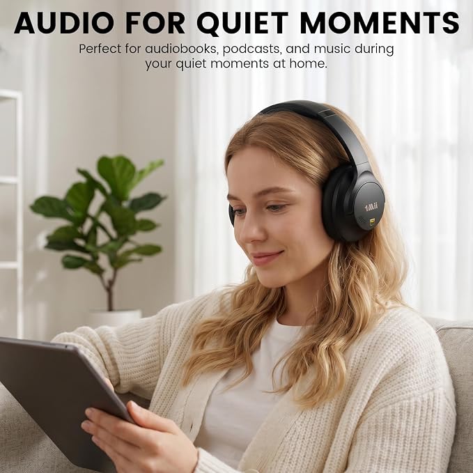 1Mii Y8+ Noise Cancelling Headphones Bluetooth 6.0 Over-Ear Wireless, Black | Hybrid ANC, 100 hrs Playtime, Comfortable, LDAC Hi-Res Audio, Deep Bass, Custom EQ via APP for Airplane & Travel - Image 6