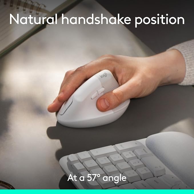 Logitech Wave Keys and Lift Vertical Mouse Combo with Palm Rest - Off-White | Cushioned palm rest, Easy-Switch, Bluetooth, compatible with Multi-OS, designed for Windows and Mac, vertical design - Image 5