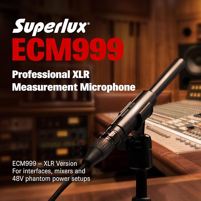 Superlux ECM999 Omnidirectional XLR Measurement Microphone, 20Hz–20kHz | For engineers and home-theater users calibrating rooms or testing speakers; flat 20Hz–20kHz response and 132dB SPL handling. - Image 3