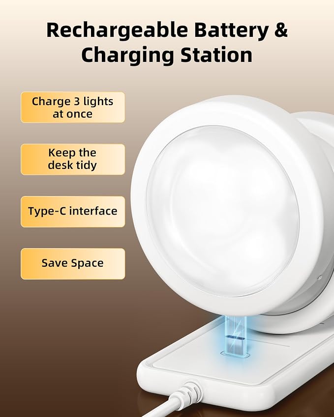 EZVALO Under Cabinet Lighting with Charging Station, Rechargeable Puck Lights with Remote, 2.95'' Mini Tap Lights, 16 RGB Colors & 3 Color Temperatures, Dimmable Stick-On Lights (3 Packs - Image 6