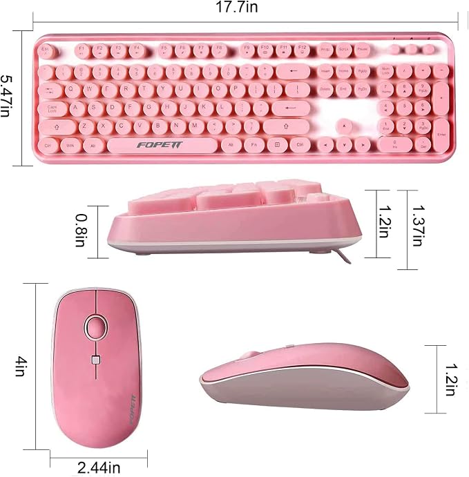 Keyboard and Mouse Sets Wireless, Reliable 2.4 GHz Connectivity for PC,Laptop,Smart TV and More (Pink) - Image 7