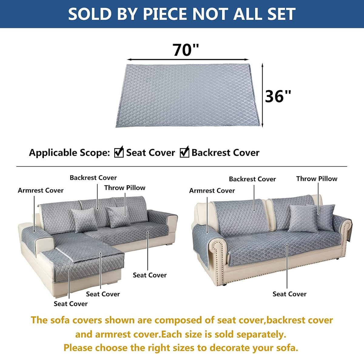 Velvet Sectional Couch Covers for Dogs,Light Gray,1PC,36''x70'' - Image 5