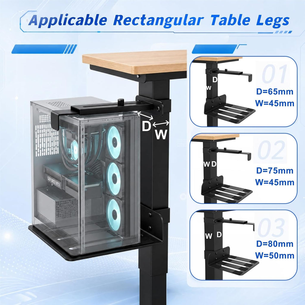 Adjustable Under Desk PC Mount, Width Adjustable from 5.7" to 9.8" - Image 5