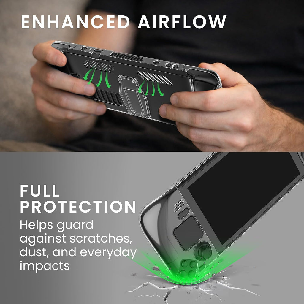 kwmobile Case for Valve Steam Deck Cover - Protective Case with Stand - Shockproof Protective Cover for Handheld Console - Gaming Accessories Transparent - Image 6