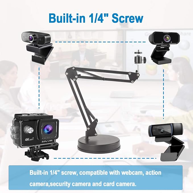 Webcam Stand,Camera Mount 22 Inch Suspension Boom Scissor Arm Stand,for Webcam C925e C922x C922 C930e C930 C920 C615,Hero 8/7/6/5,Ultra/Pro/Pro 2/Pro 3/Brio 4K,DSLR Camera - Image 6