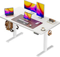 Huuger 48 x 28 Large Electric Standing Desk, Height Adjustable Desk, 27.6" Deep Desktop, Stand up Gaming, 2 Hooks, 3 Preset Heights, for Home Office, White by Huuger
