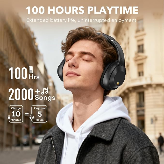 YMOO Active Noise Cancelling Headphones for Airplane Travel | LDAC Hi-Res Audio, Wired Wireless ANC, 100H Playtime Over Ear Headphones, Custom EQ via App, Bluetooth 6.0 Headset for All - Image 5