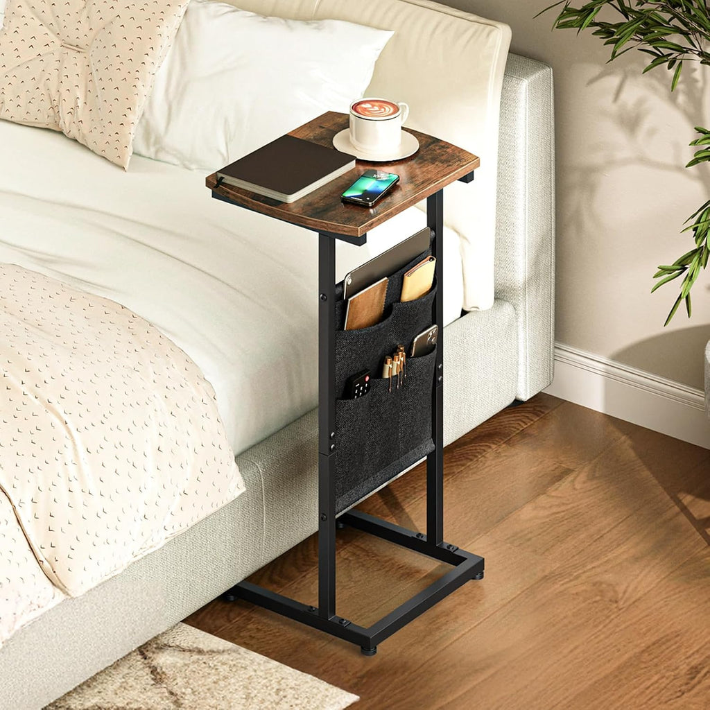 HOOBRO C Shaped End Table, C Shaped Side Table with Storage Bag - Image 2