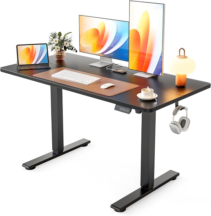 Cubiker Electric Standing Desk, 48 x 24 Stand up Desk Height Adjustable, Home Office Desk with Splice Board, Black by CubikerHomeOfficeFurniture
