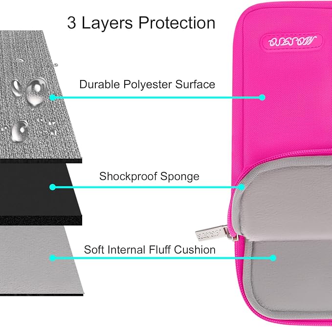MOSISO Laptop Case 15 inch, Laptop Sleeve Bag with Pocket | Compatible with MacBook Air 15 inch M5 M4 M3 M2 2026-2023, Dell XPS, Polyester Vertical Computer Bag, Bright Rose - Image 3