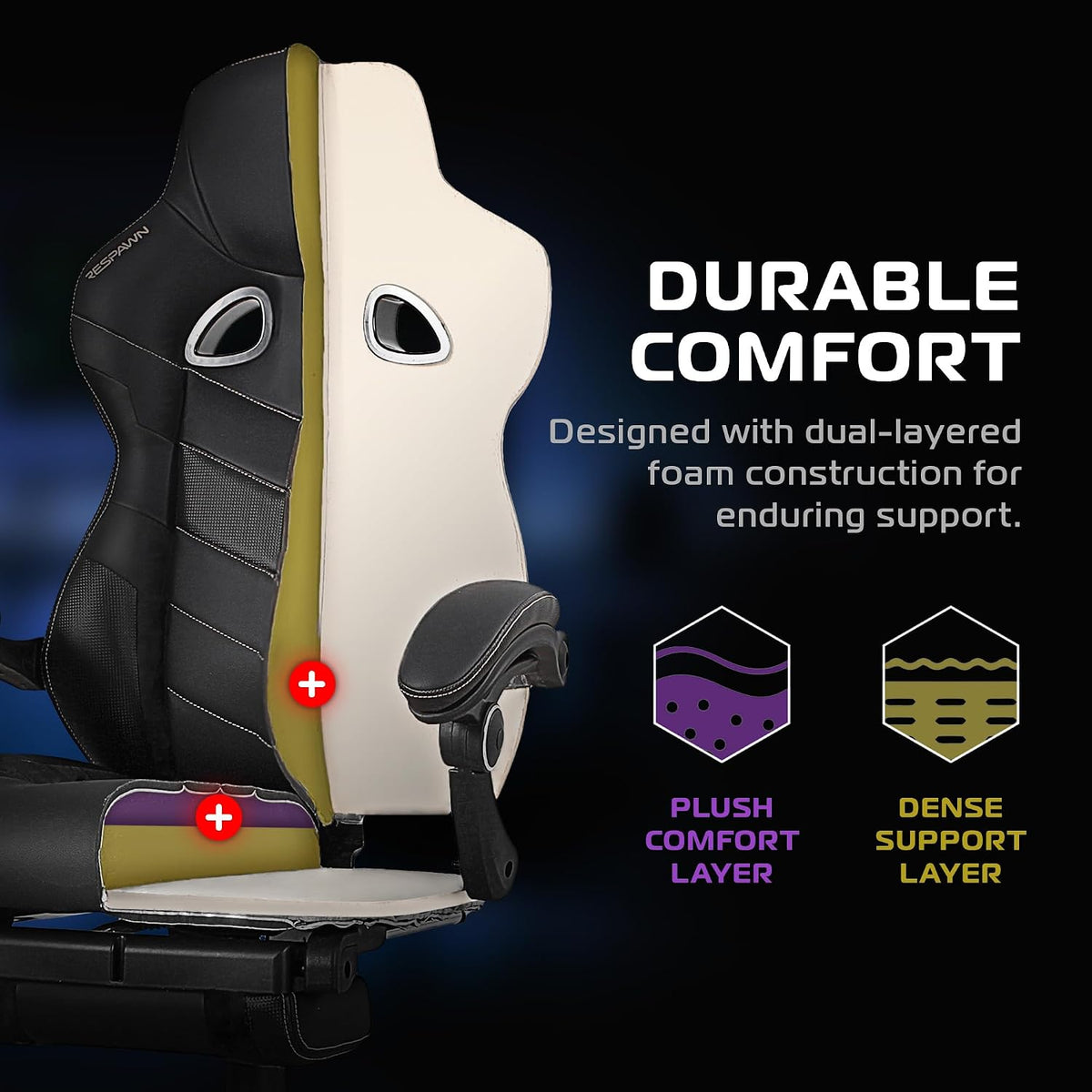 RESPAWN 110 Pro Ergonomic Gaming Chair with Footrest and Recline - Image 5