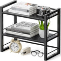 Office Desk Shelf Organizer, Wood Desktop Bookshelf Supplies Storage Rack, Shelf for Top of Desk and Dresser (Pure Black-2 Tier) by ART-GIFTREE