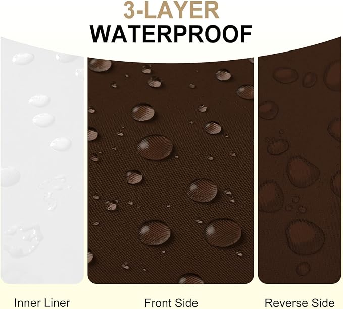 downluxe Waterproof Outdoor Chair Cushions Set of 4, 19" x 19" x 3" Patio Chair Cushion with Non-Slip Ties & Handle, Square Outdoor Cushion for Patio Furniture with Removable Cover, Brown - Image 2