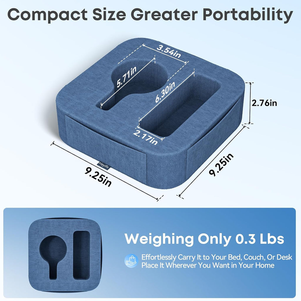 Couch Cup Holder Pillow, Couch Caddy for Drink, Snack, Phone, Remote, Game Controller, Removable and Washable Cup Cozy Pillow, Small Sofa Cup Holder Tray for Bed, Car, Desk, Sofa, Blue - Image 4