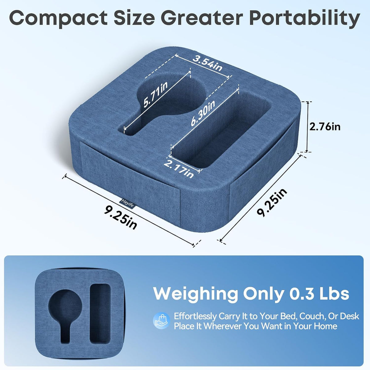 Couch Cup Holder Pillow, Couch Caddy for Drink, Snack, Phone, Remote, Game Controller, Removable and Washable Cup Cozy Pillow, Small Sofa Cup Holder Tray for Bed, Car, Desk, Sofa, Blue - Image 4