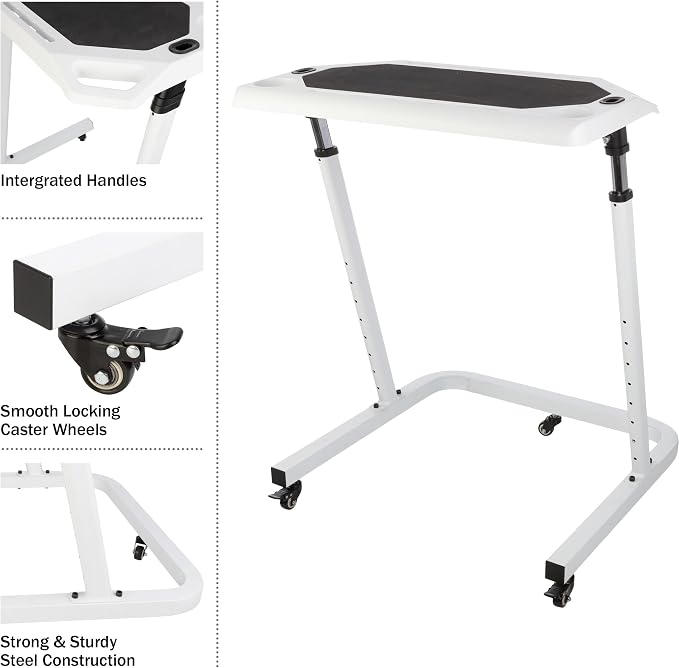 Bike Desk - Rolling Laptop Cart for Stationary Bike or Trainer - Adjustable Standing Desk to Exercise While Working or Watching TV by RAD Cycle - Image 2
