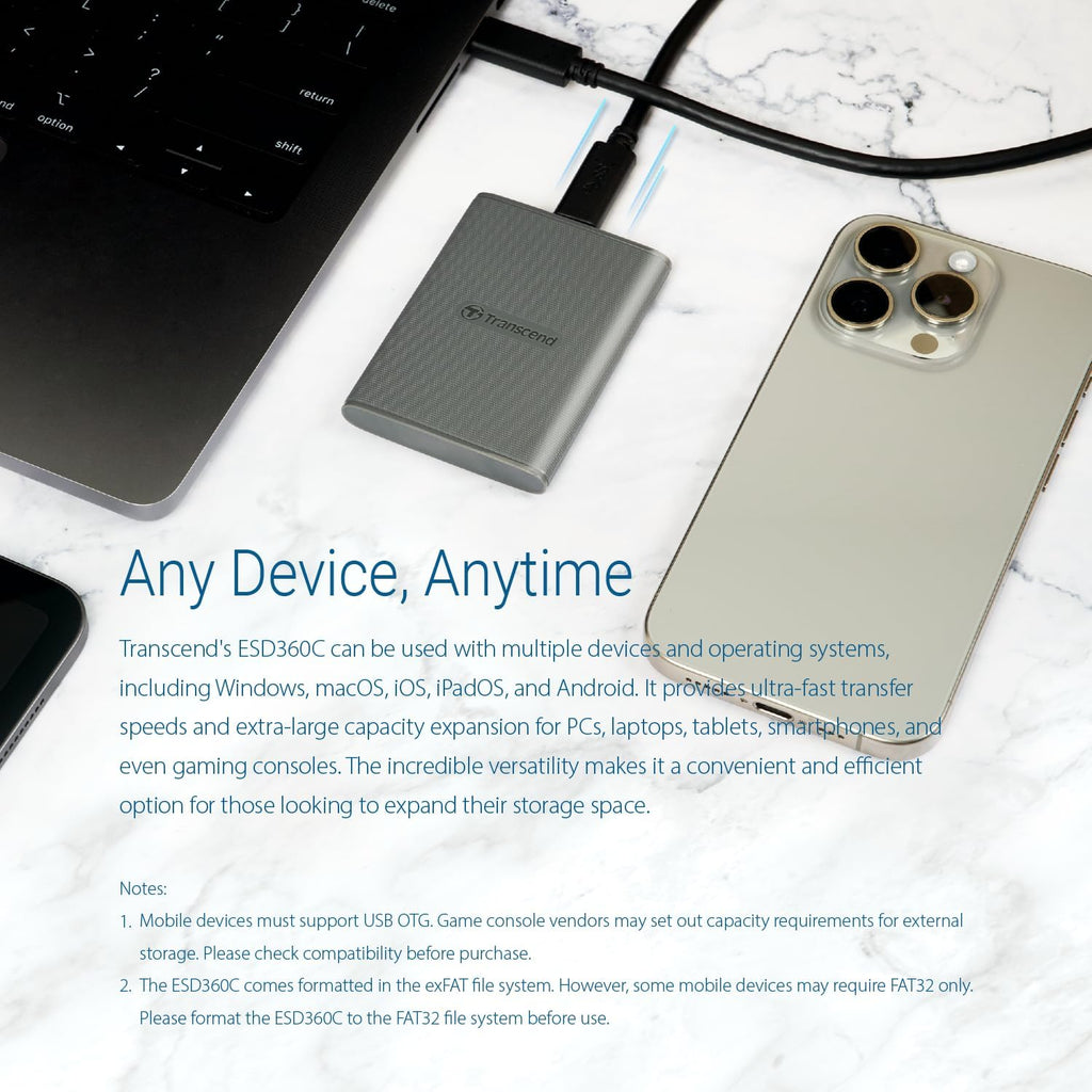 Transcend 1TB ESD360C Portable SSD Up to 2000MB/s USB3.2 Gen2x2, Type-C - Image 6