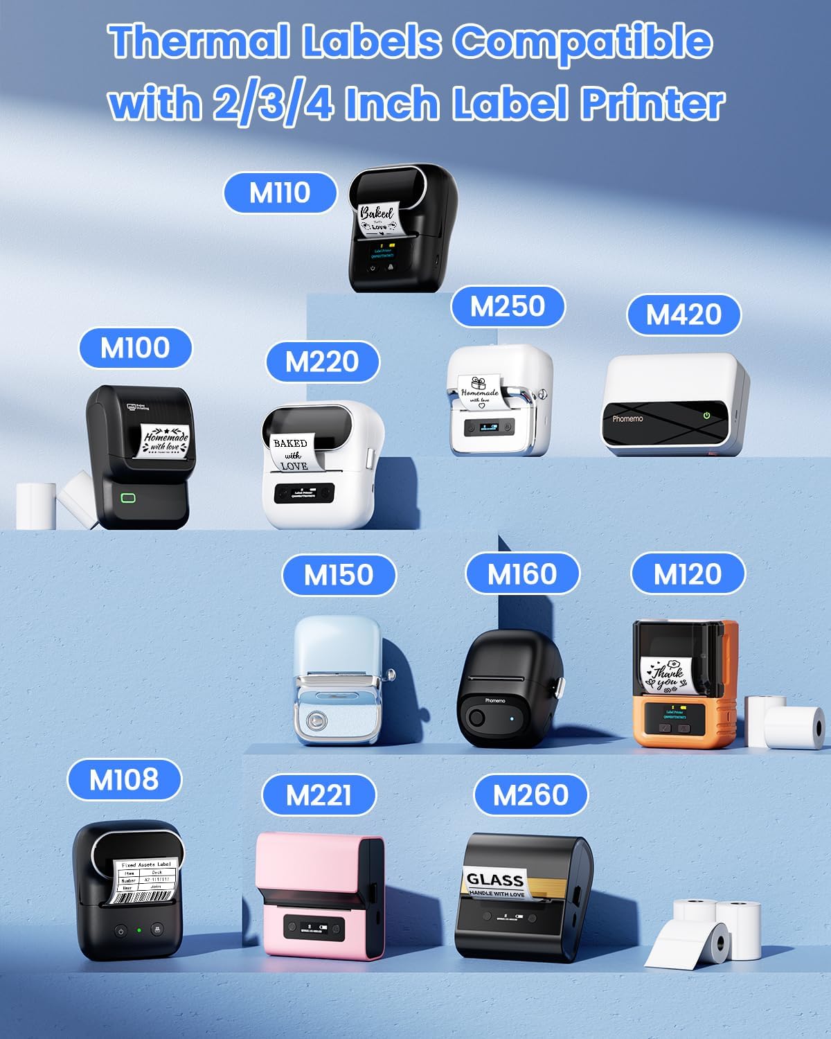 Phomemo Thermal Labels, 1.57"x 1.18", for M110/M100/M220/M108/M250, 230 PCS - Image 4