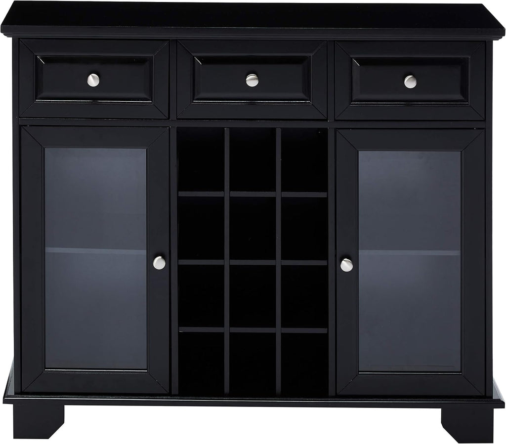 Kings Brand Buffet Sideboard Cabinet with 12-Bottle Wine Rack, Black - Image 4