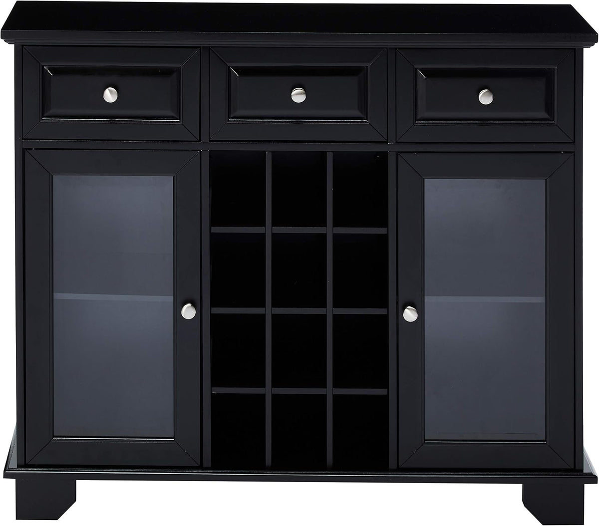 Kings Brand Buffet Sideboard Cabinet with 12-Bottle Wine Rack, Black - Image 4