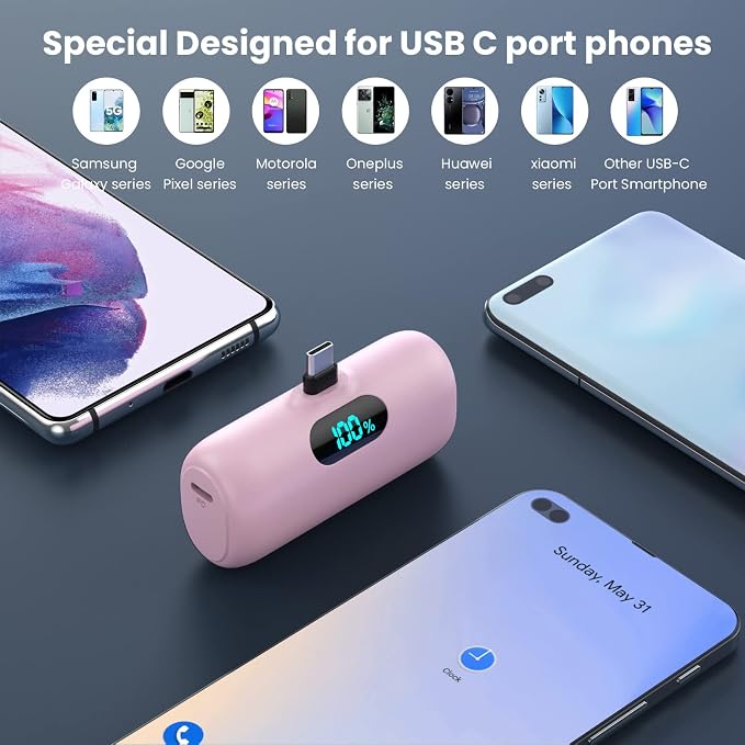 [2 Pack]Portable Charger Power Bank for iPhone 17/16/15,Mini USB C Portable Power Bank 5000mAh Fast Charging Battery Pack Travel Essentials for iPhone 15/16/17 Plus/17 Pro/17 Pro Max,Samsung Android - Image 3