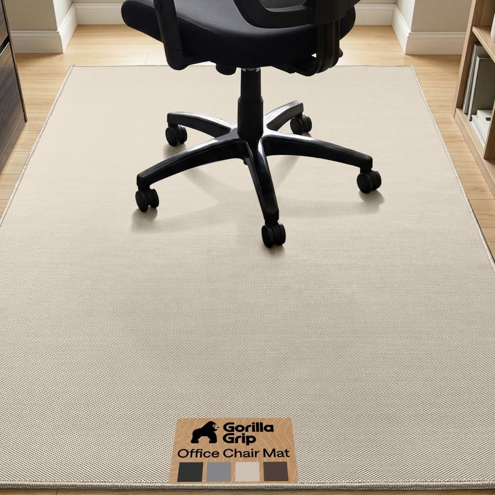 GORILLA GRIP Office Chair Mat for Hard Floors, Under Desk Rug, 58x46 Taupe by GORILLA GRIP