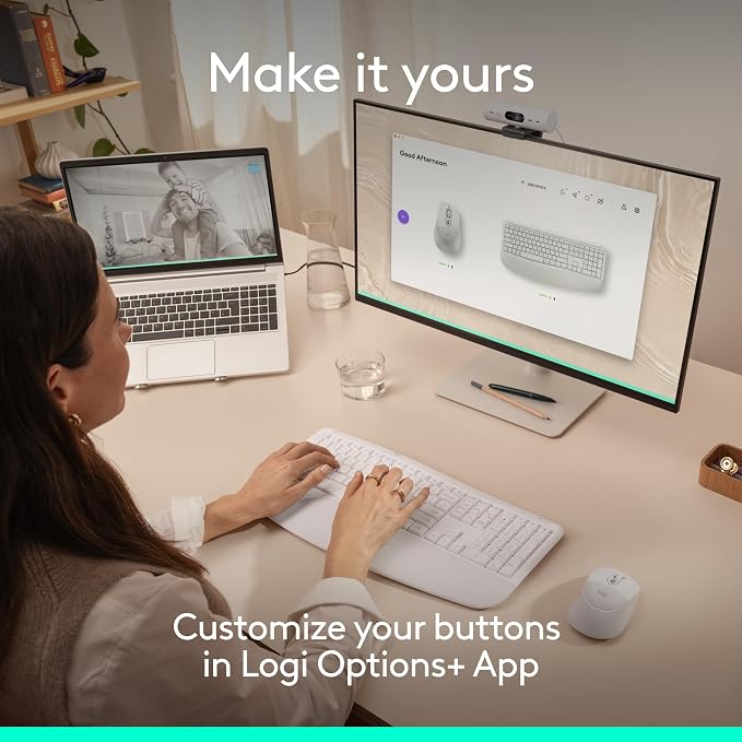 Logitech Signature Comfort Plus MK880 Combo Keyboard Mouse - Off White | Signature, Full-Size, with Palm Rest, Silent Clicks, Bluetooth, for Windows and macOS - Image 11